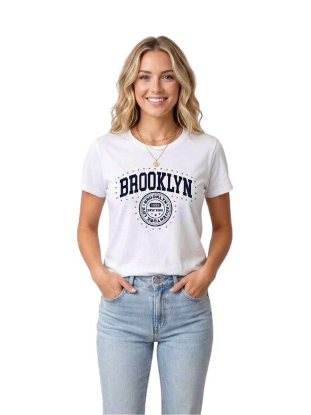 Green Goddess Brooklyn NY Graphic Tee Silver Studs Y2K Streetwear Large